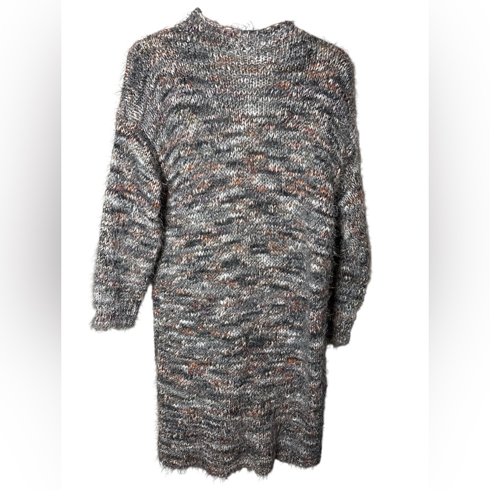Belle France Womens Soft Wool Blend Long Cardigan Sweater Size XL Gray Bohemian - Picture 4 of 10